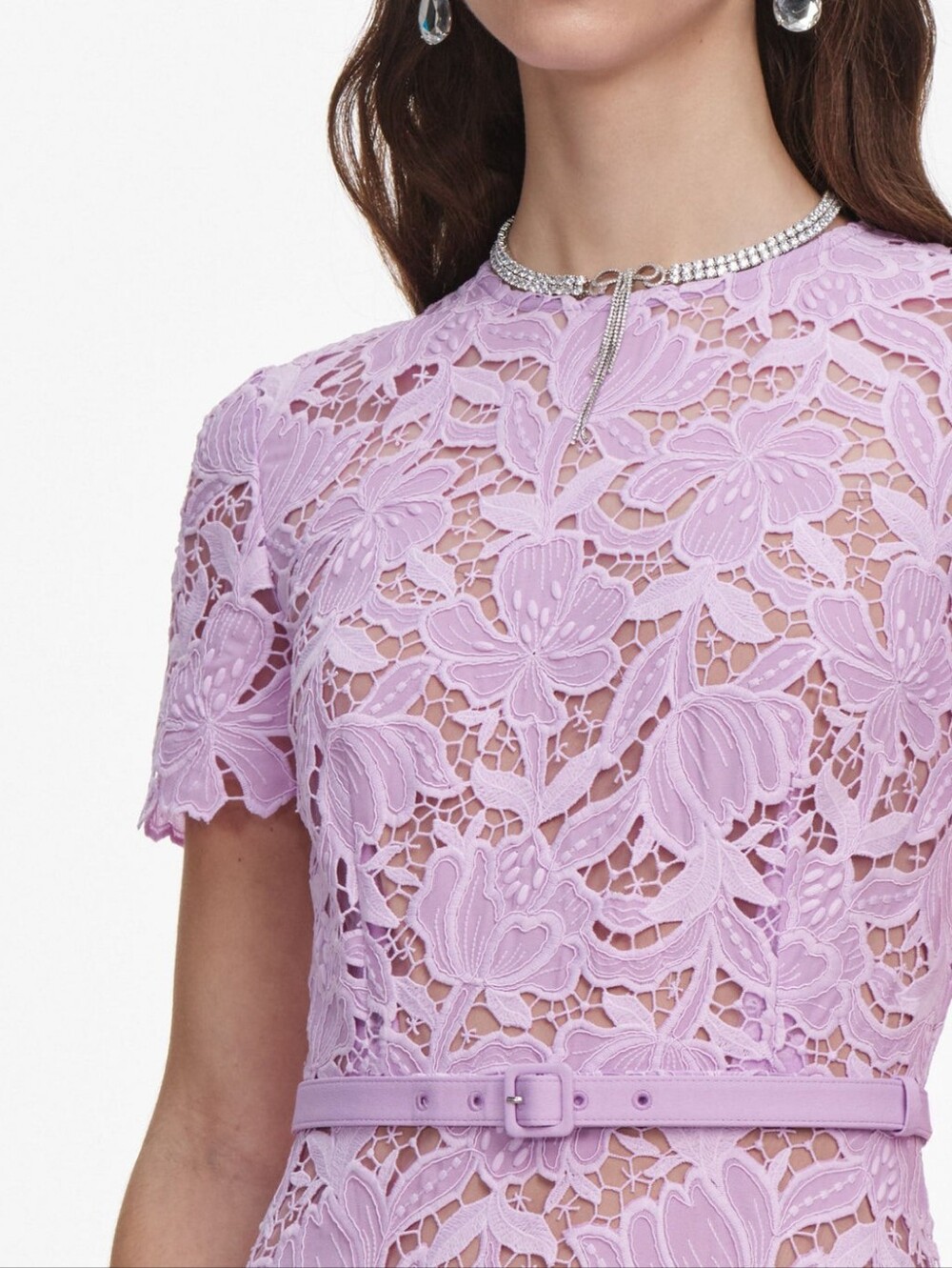 Self Portrait Lilac Lace Midi Dress - Picture 5 of 16